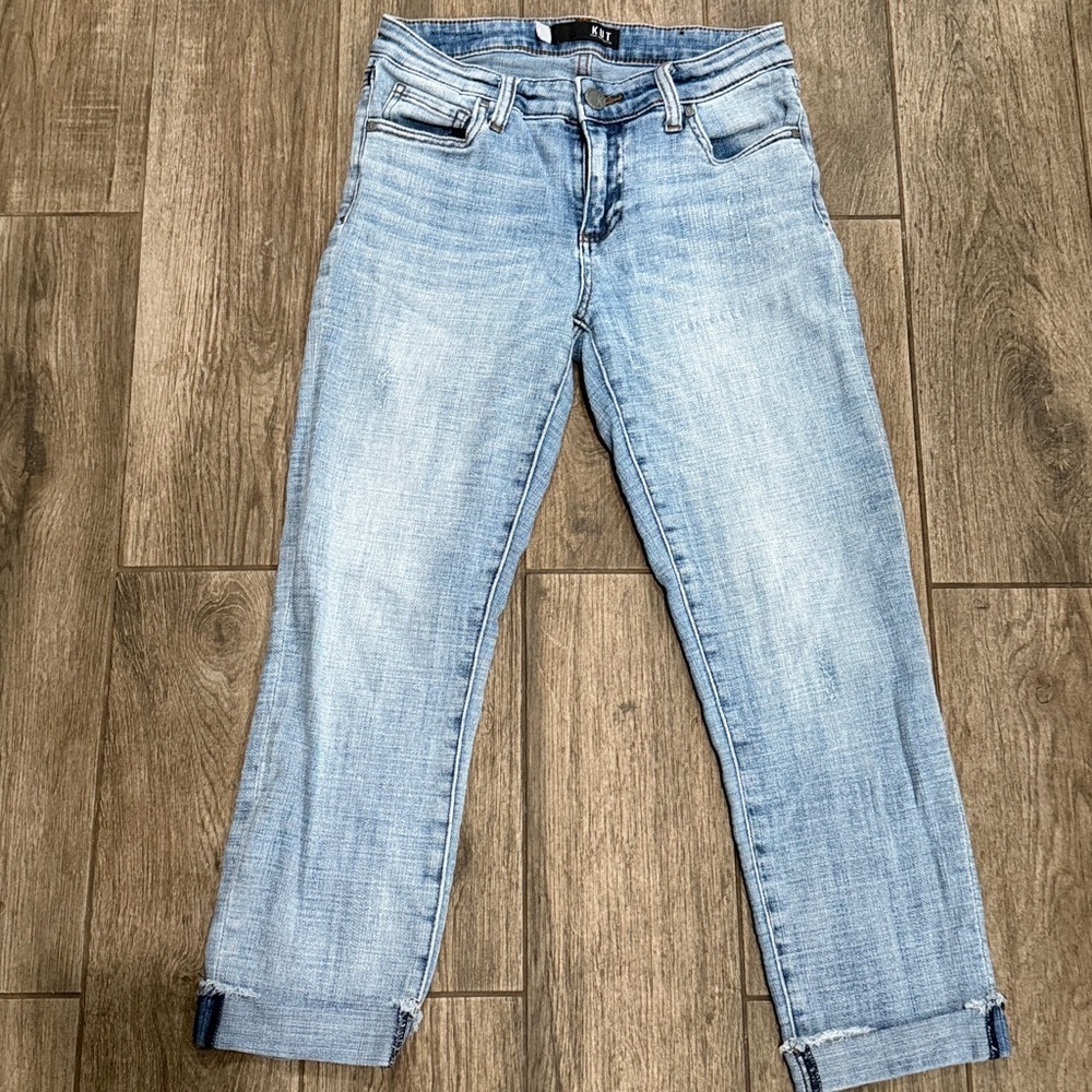 Kut from the Kloth Women's Mid Rise Distressed Crop Jeans - Picture 3 of 6